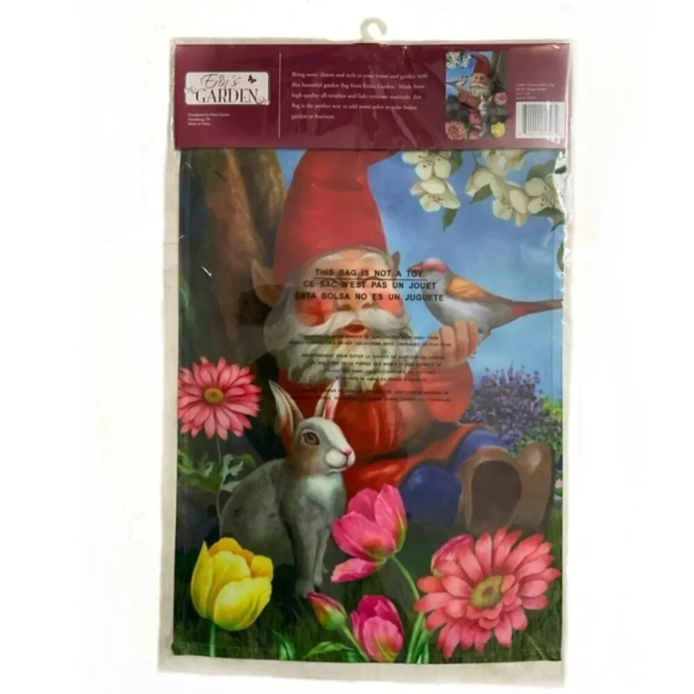 Garden Gnome Flag Garden Yard Flag All Weather Floral 12.5 x 18 inch Multicolor